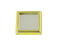 EPOXY MIRROR SQUARE 7X7MM CRYSTAL GOLD RIM