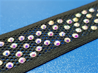 FASCIA ELASTICA NERA CON STRASS SS12 CRYSTAL AB