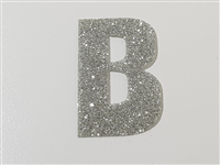 ELASTIC GLITTER LETTER B FONT 2, SILVER