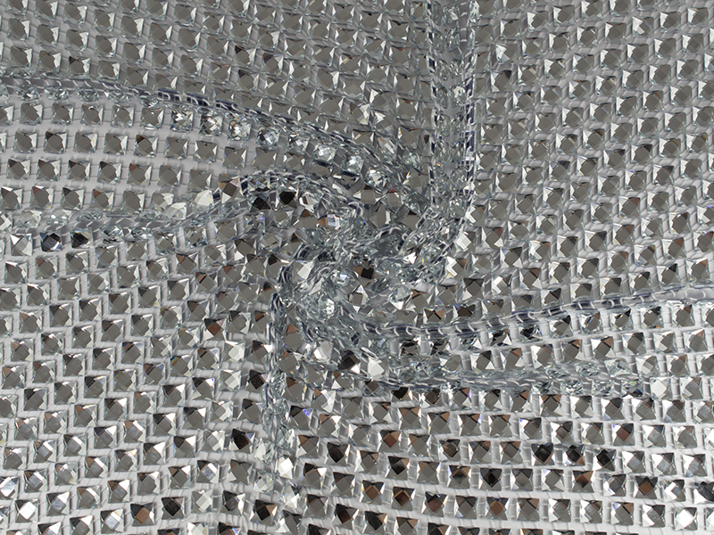WHITE NET WITH RHINESTONE SQUARE 8X8MM CRYSTAL
