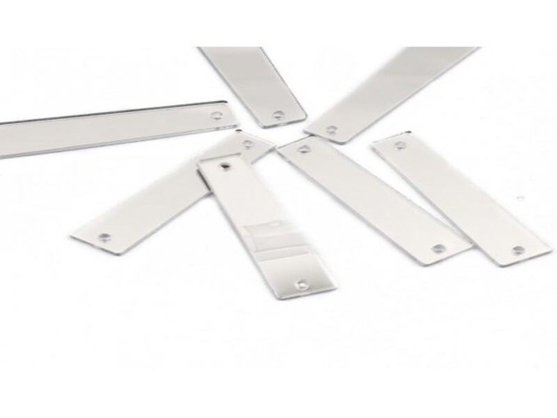 SEWING MIRRORS WITH 2 HOLES RECTANGLE 10x35 mm CRYSTAL