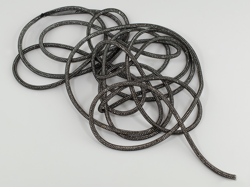 1m crystal rope with CRYSTAL rhinestones, black net and cotton insert