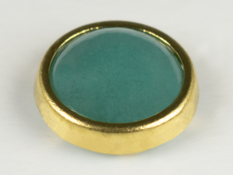 CERAMIC STONE H.F. ROUND 6 MM COLOR 18 AZURE GREEN GOLD RIM