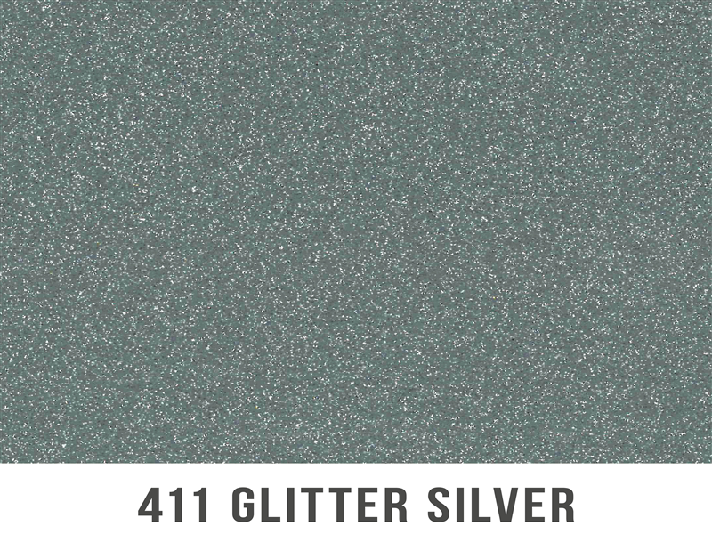 1 mt of POLI-FLEX GLITTER 411 SILVER. Thermo transferable vinyl sheet POLI-TAPE