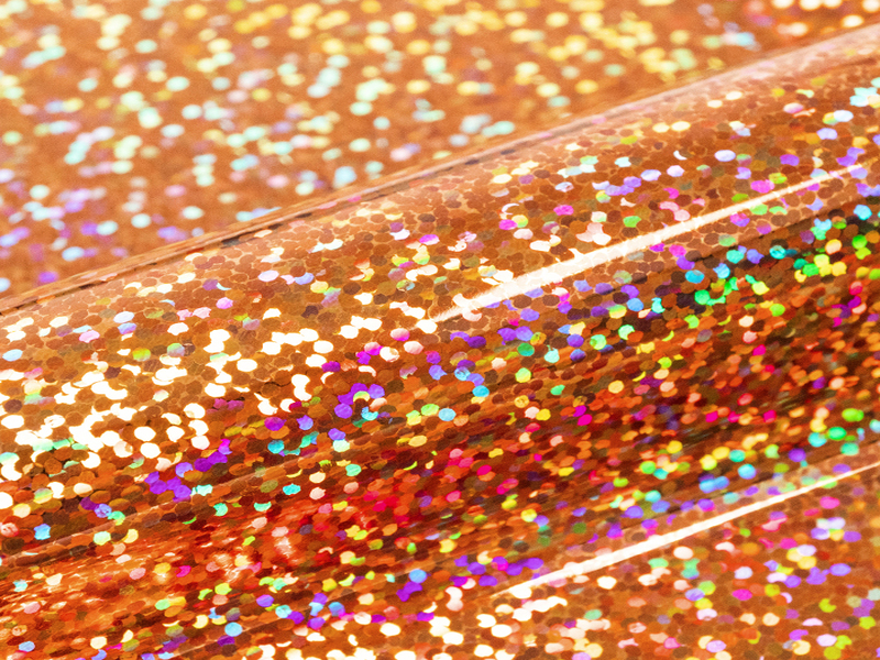 1 mt di HOLOGRAPHIC H0006 ORANGE. Foglio termo trasferibile in poliuretano SISER