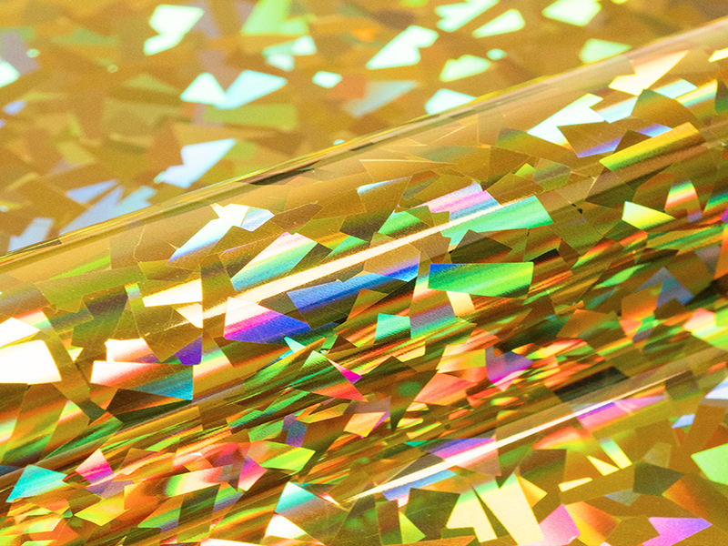1 mt di HOLOGRAPHIC H0088 CRYSTAL GOLD. Foglio termo trasferibile in poliuretano SISER