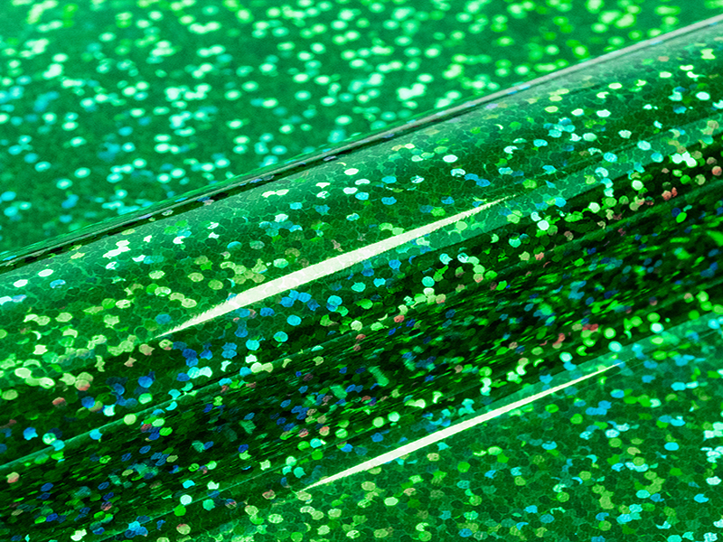 1 mt di HOLOGRAPHIC H0009 GREEN. Foglio termo trasferibile in poliuretano SISER