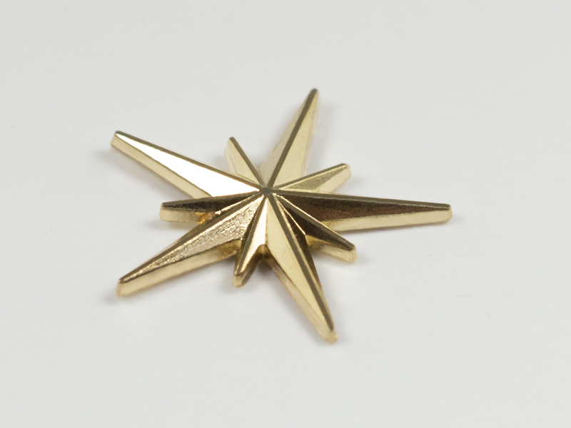 CONVEX STUD "B" 10-POINT STAR 14 MM GOLD