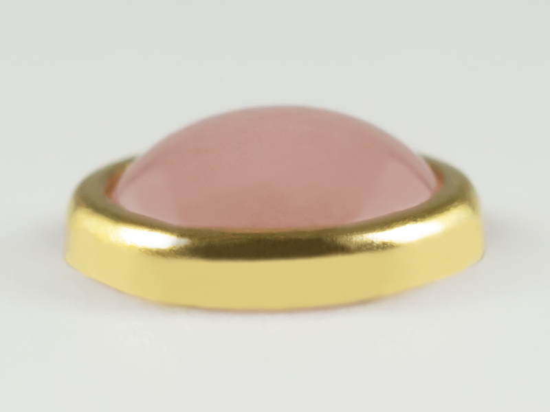 CERAMIC STONE ROUND 6 MM COLOR 7 ROSE QUARTZ GOLD RIM