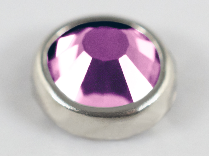 LIGHT FUCHSIA PLUS RHINESTONES SS30 WITH SILVER RING