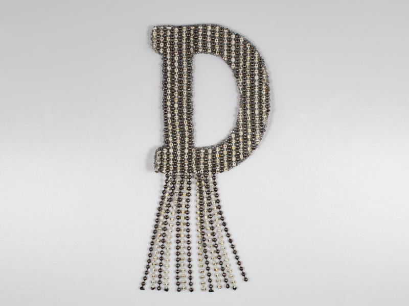 METAL CHAIN SHAPE 4 D WHITE-GOLD / HEMATITE