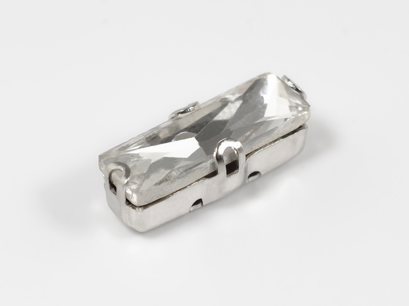 RECTANGLE 5x15 MM CRYSTAL WITH NICKEL CLAW