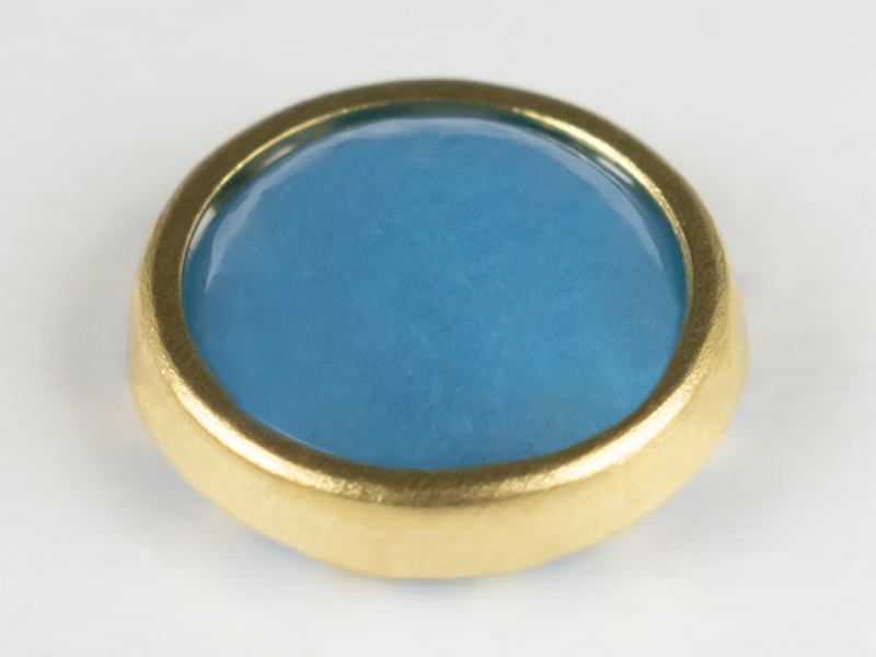 CERAMIC STONE ROUND 4 MM COLOR 16 LIGHT BLUE GOLD RIM