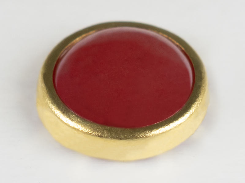 CERAMIC STONE ROUND 6 MM COLOR 30 SCARLET GOLD RIM