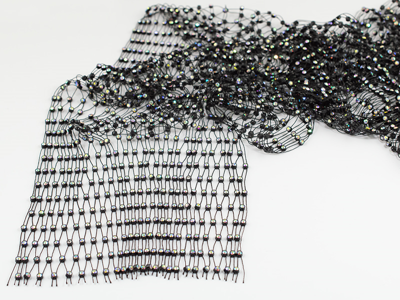 1-STRASS CRYSTAL AB MESH BLACK