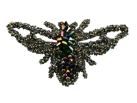 PUFFED PATCHES SHAPE 30 BEE CAVIAR HEMATITE / CRYSTAL BEADS