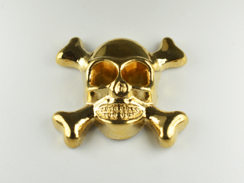 CONVEX STUD "A" SKULL  22X23 MM GOLD