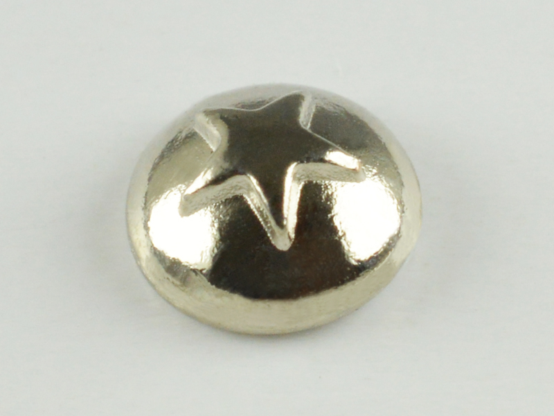 CONVEX STUD "A" ROUND STAR 6 MM SILVER