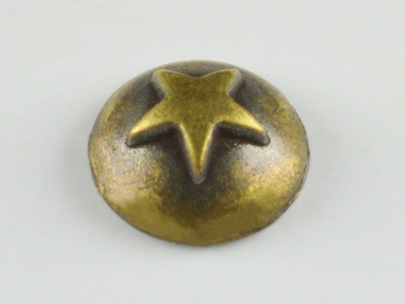 CONVEX STUD "A" ROUND STAR 6 MM ANTIQUE GOLD