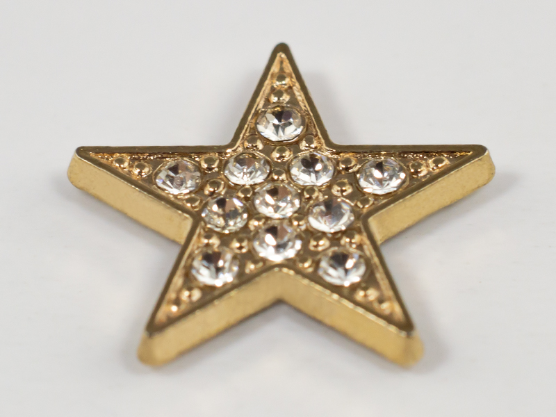CONVEX STUD "B"  STAR 14 MM GOLD WITH RHINESTONES CHATON CRYSTAL