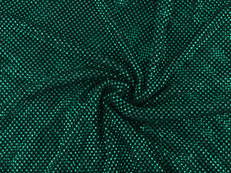 DARK GREEN  ELASTIC NET SHEET WITH RHINESTONE SS16 BLUE ZIRCON